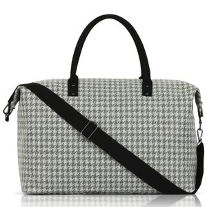 🆕 Grey Houndstooth Weekender Overnight Travel Bag & Removable Crossbody Bag